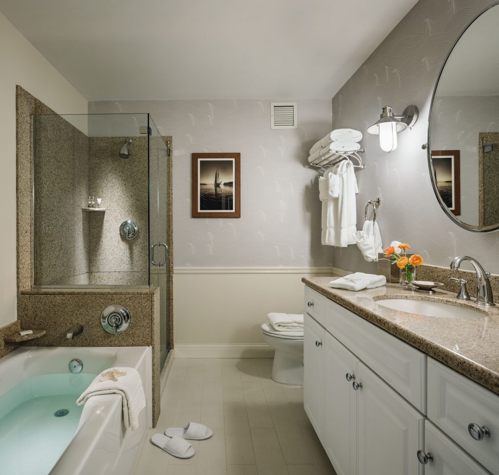 standard bath at the portland harbor hotel + hotel in portland me + luxury hotel in portland maine