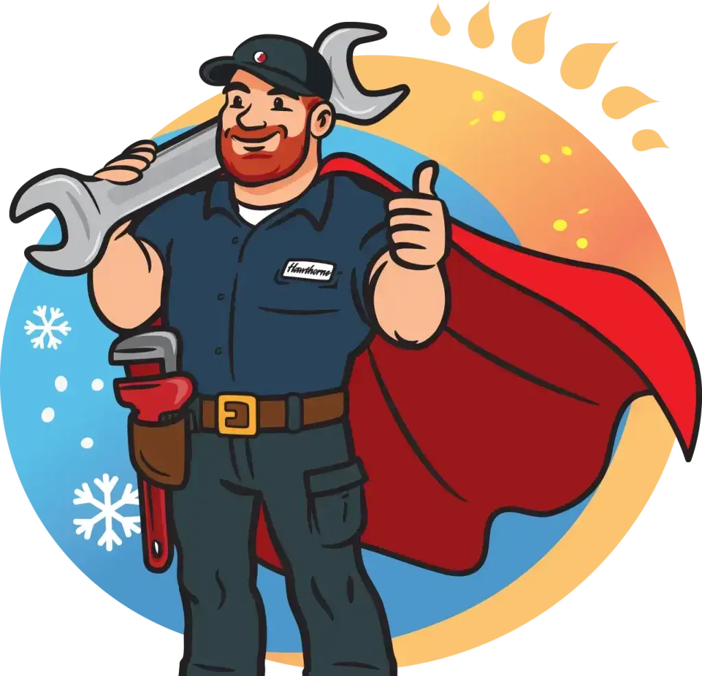 Hawthorne Plumbing, Heating & Cooling in Las Vegas and Reno, NV technician thumbs up with cape