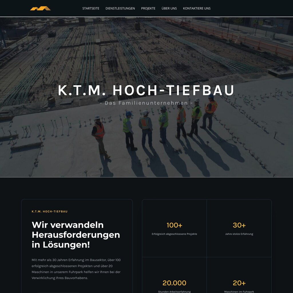 Website von K.T.M. Hoch-Tiefbau – Referenzprojekt von Picambo