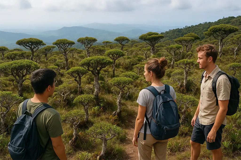 Tourists admiring the Pygmy Forest at Mount Hamiguitan in Davao.