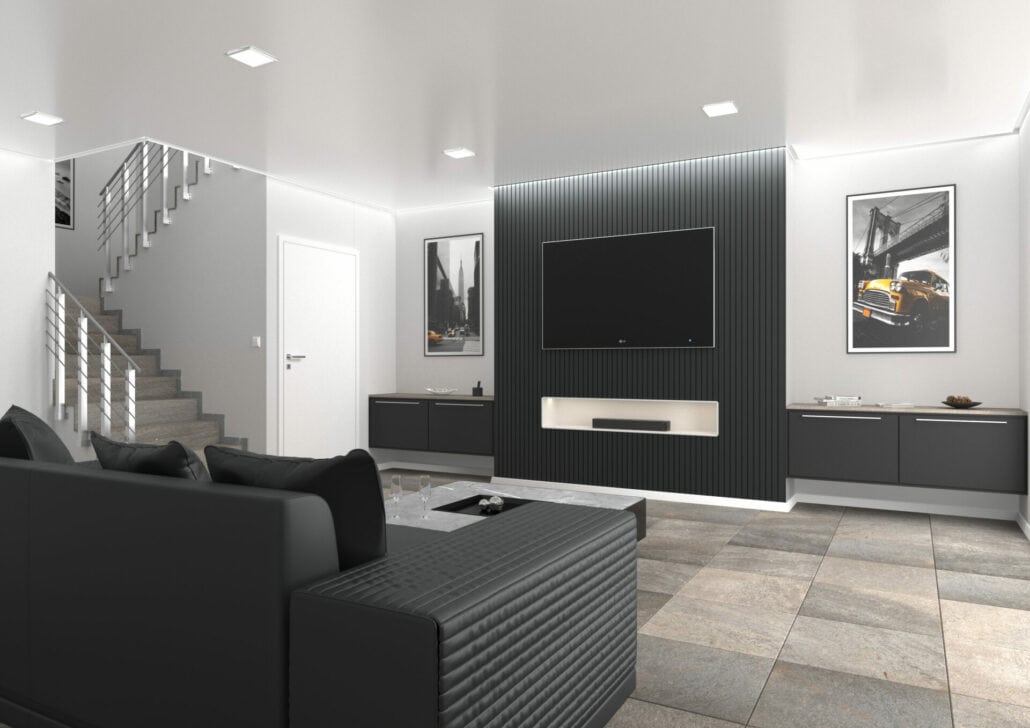 1A Spanndecke - Wohnzimmer - Spanndecke mit Beleuchtung