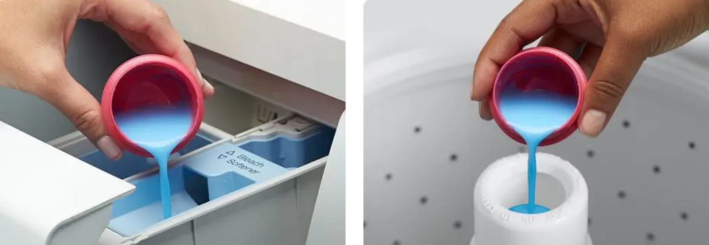 a capful of fabric softener added to the washing machine