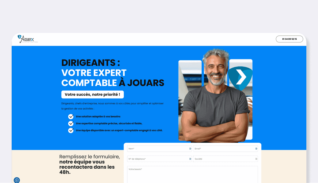 Maquettes web d'un site de comptable