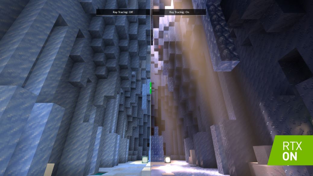 Пример трассировки лучей в Minecraft Пример трассировки лучей в Minecraft