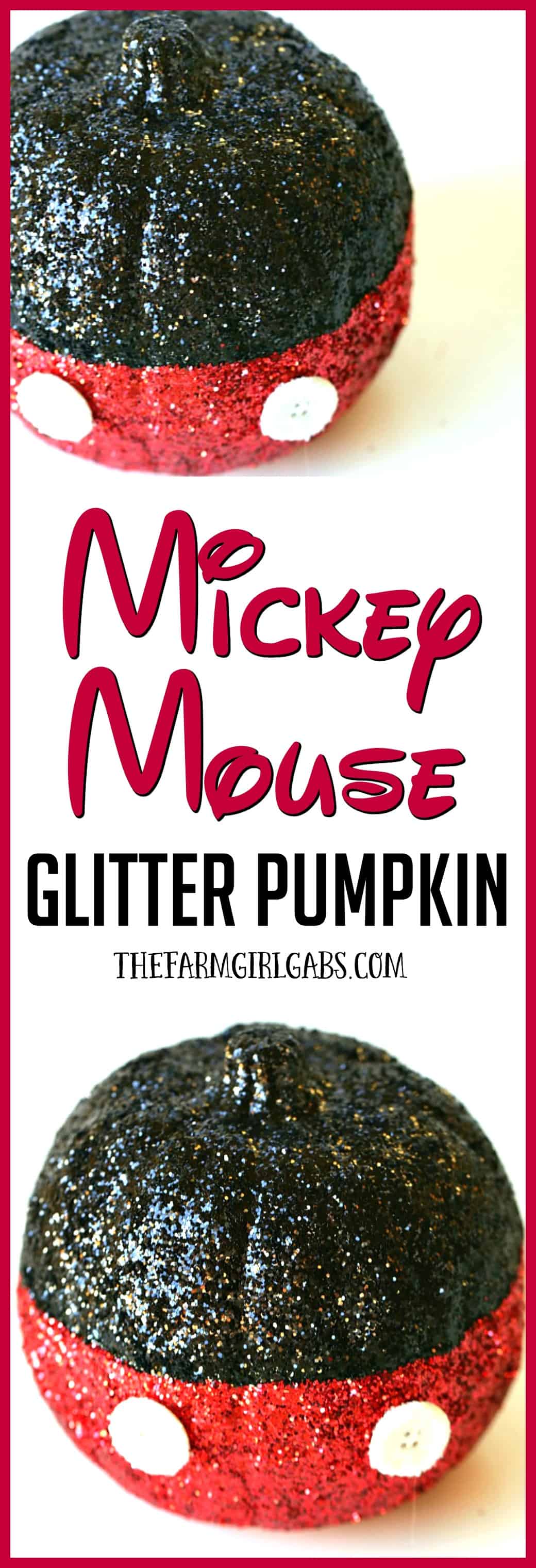 Oh boy! Make your Disney Halloween swell with this easy DIY Mickey Mouse Glitter Pumpkin.