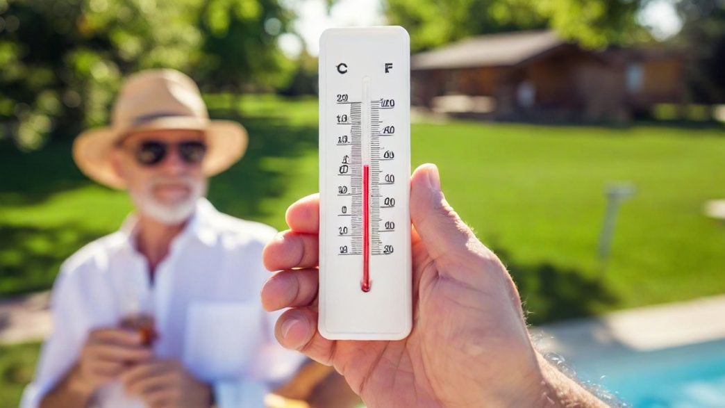 Heißer Sommertag und die Menschen schwitzen