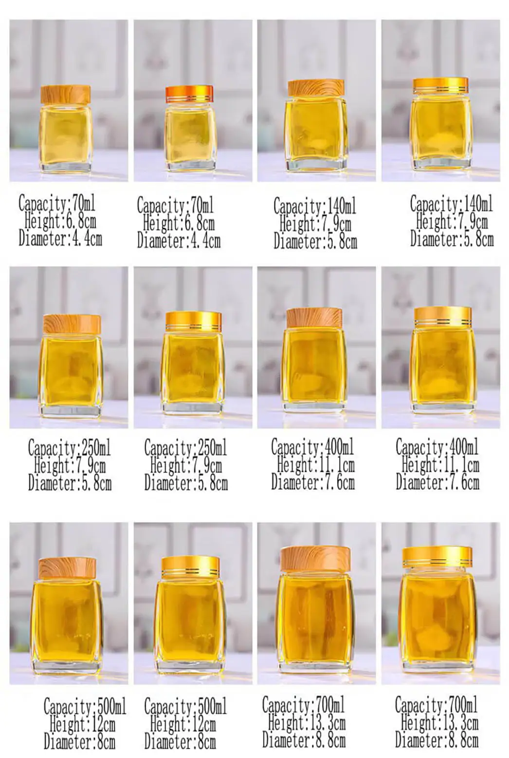 500ml round honey jar with sealing cap for export packing