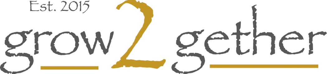 Logo grow2gether in gold und schwarz est 2015