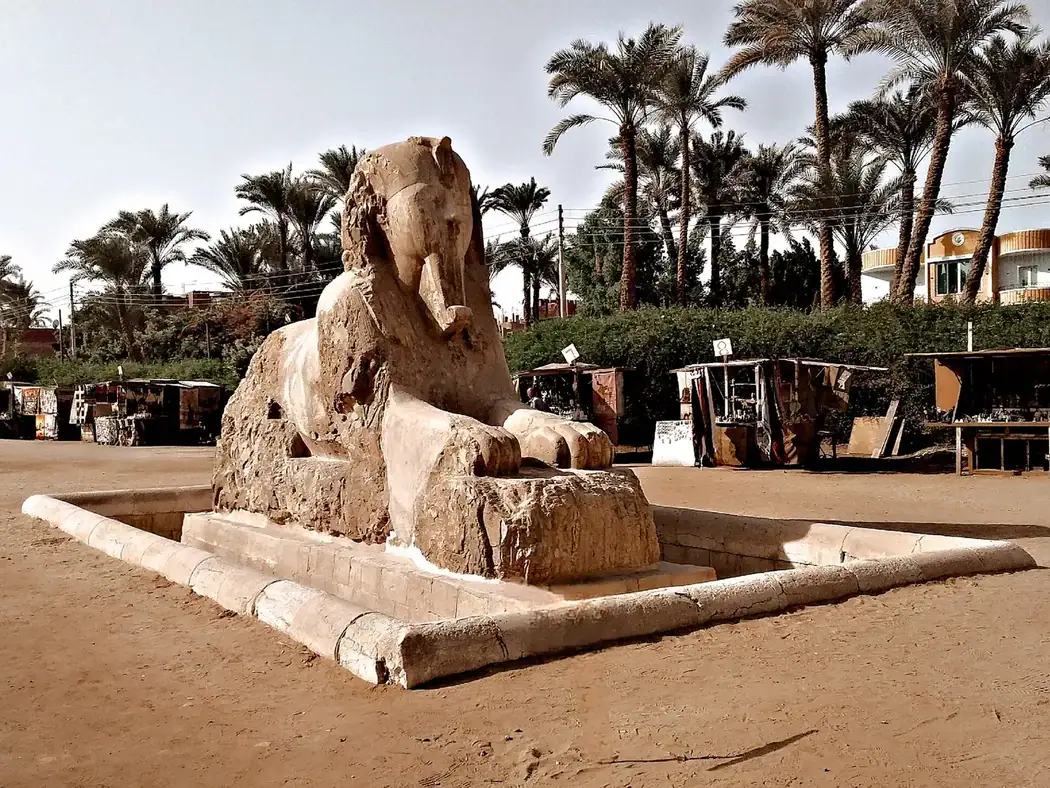 Alabaster sphinx in the Memphis open-air museum