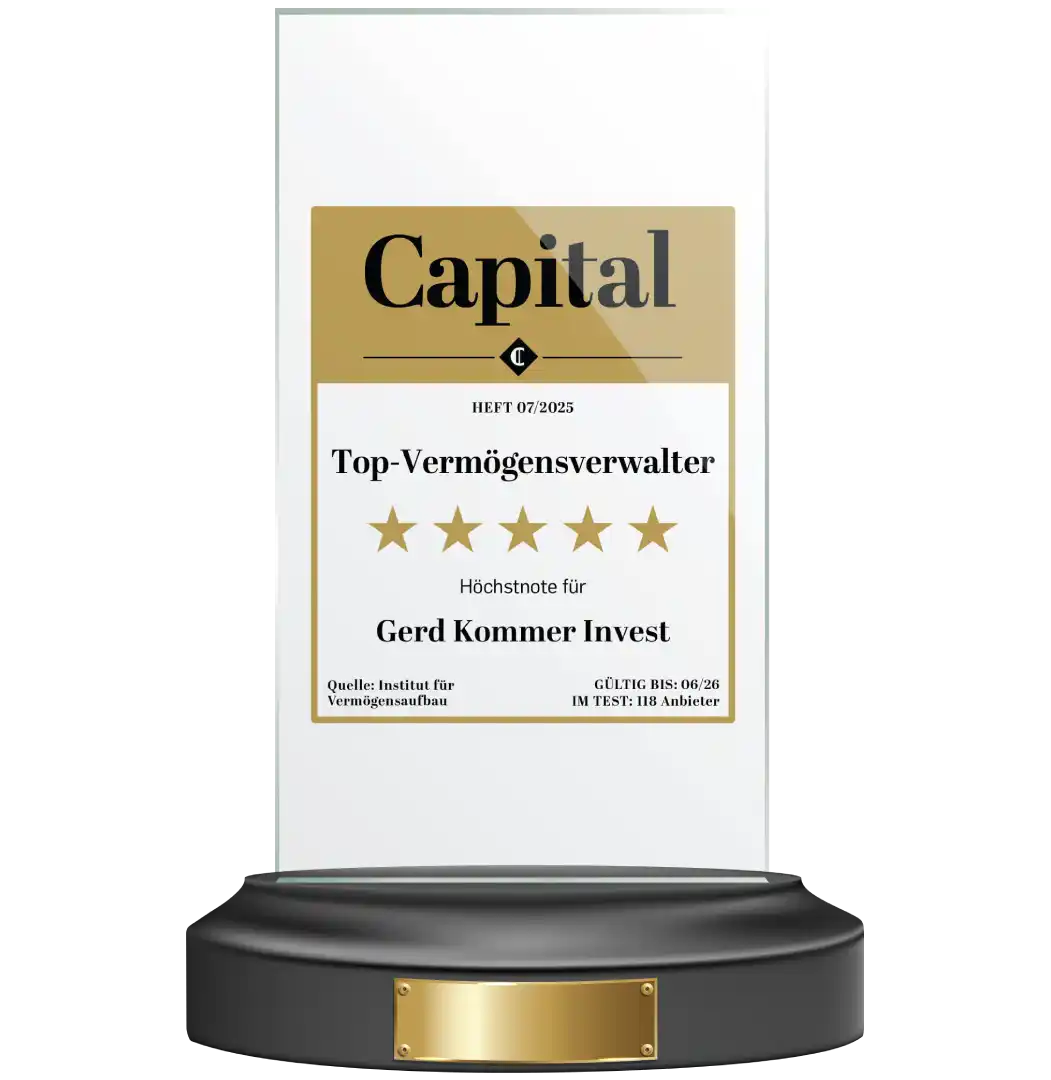 Capital-Auszeichnung 2025 für Gerd Kommer Invest als Top-Vermögensverwalter mit Höchstnote.