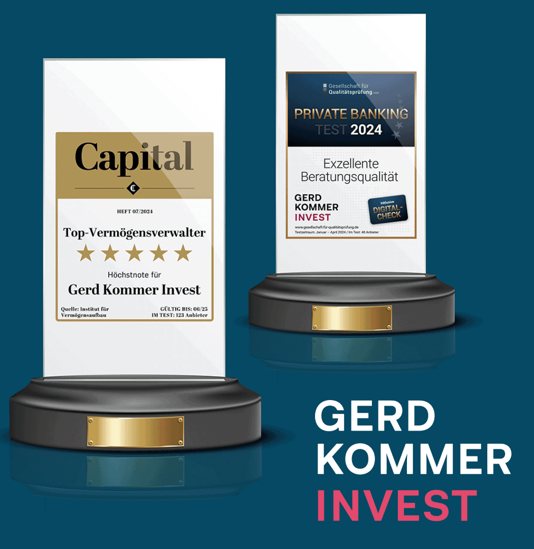 Zwei Auszeichnungen für Gerd Kommer Invest: Top-Vermögensverwalter und exzellente Beratungsqualität.