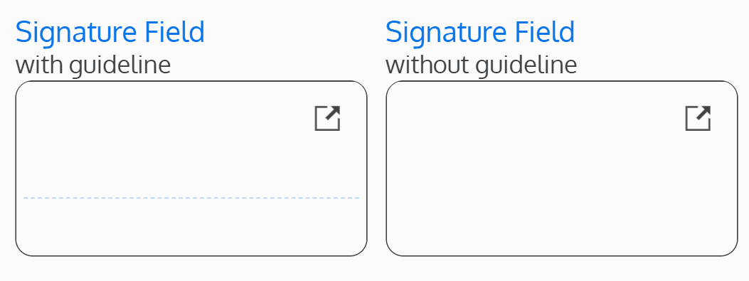Screenshot of two signature fields - one with a guideline and the other without a guideline