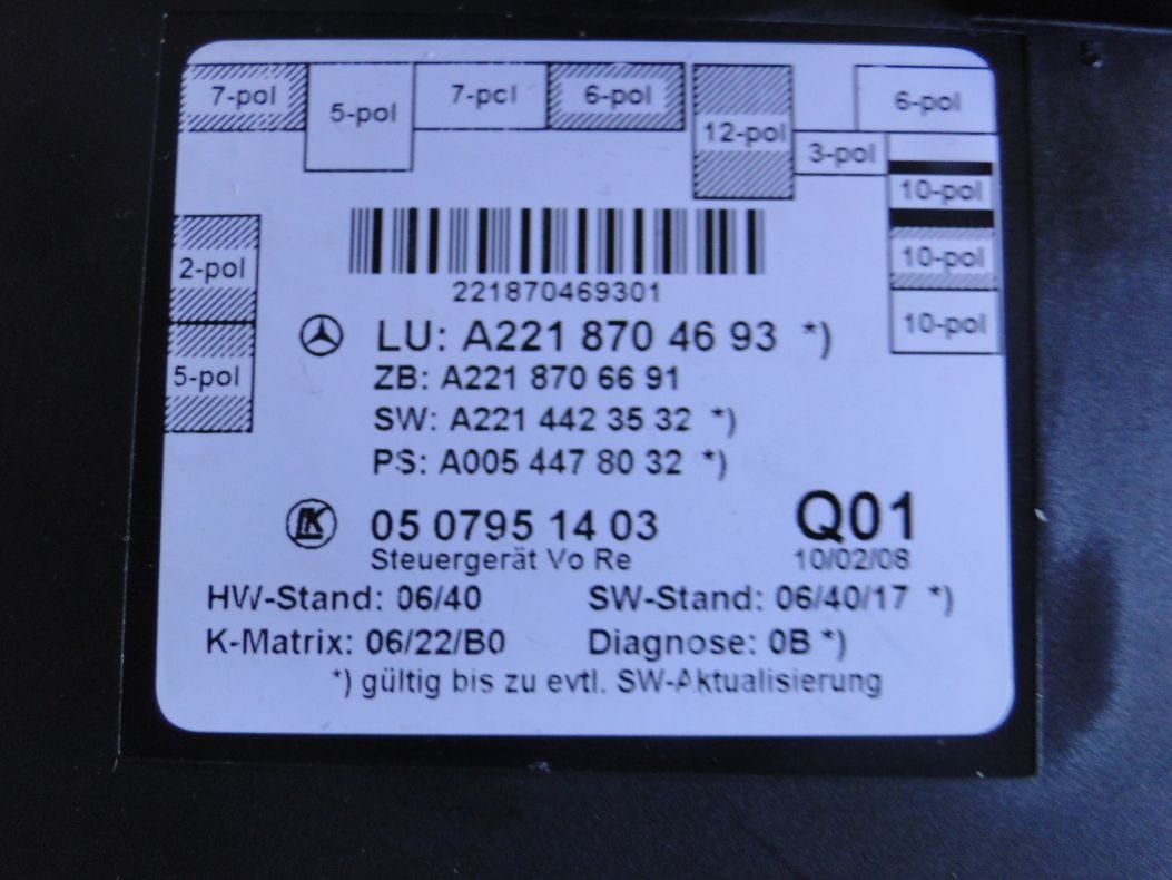 MERCEDES S KLASA W221 CL W216 MODUŁ A2218704693 - obrazek 2