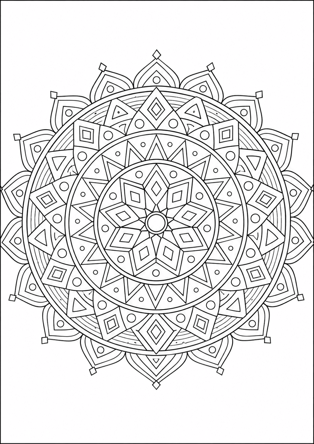 Mandala geometryczna z gwiazdami do druku dla dzieci