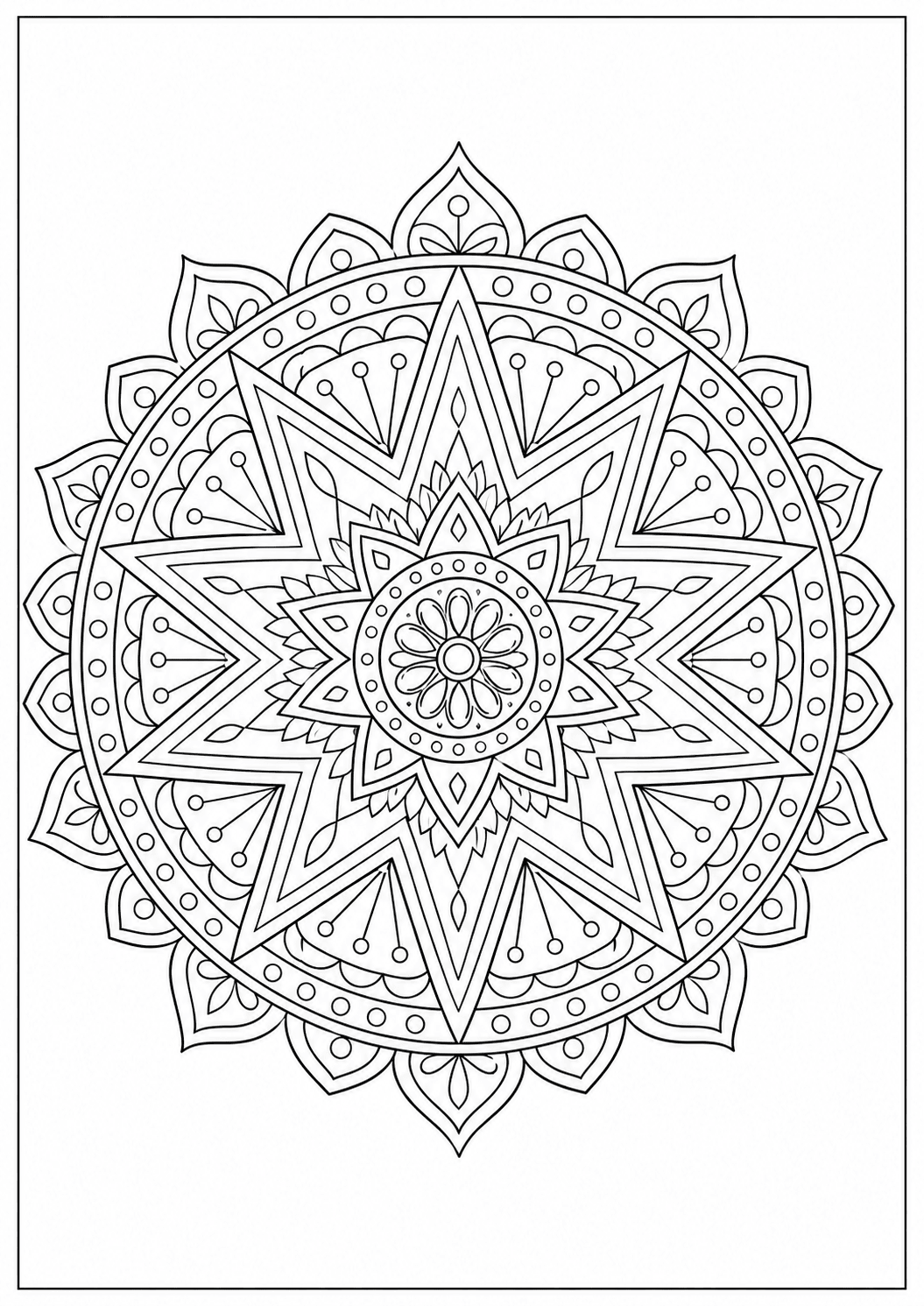 Mandala gwiezdzista do druku dla dzieci