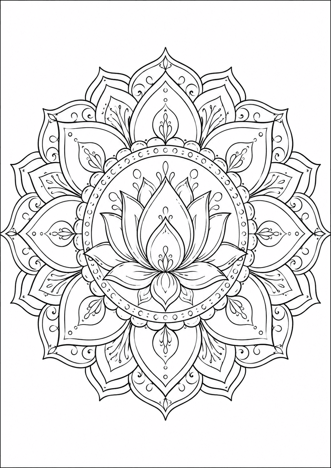 Mandala kwiat lotosu do druku dla dzieci