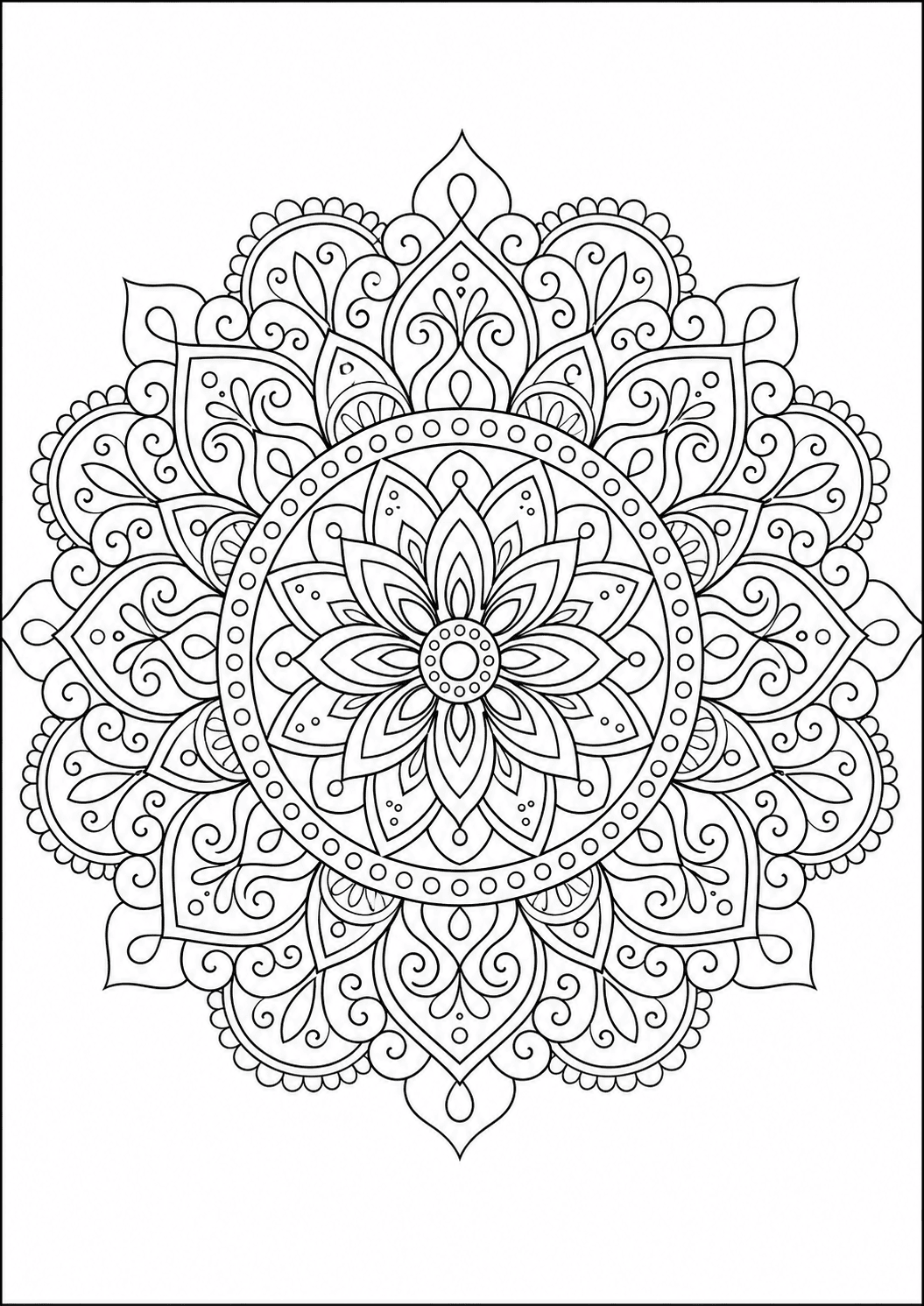 Mandala ornamentowa klasyczna do druku dla dzieci