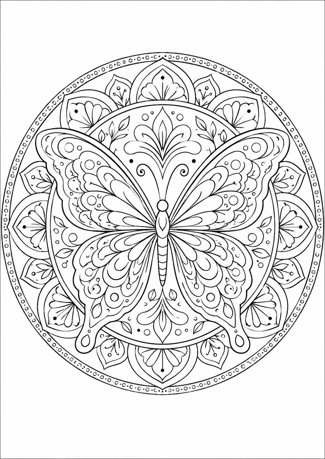 Mandala z motylem do druku