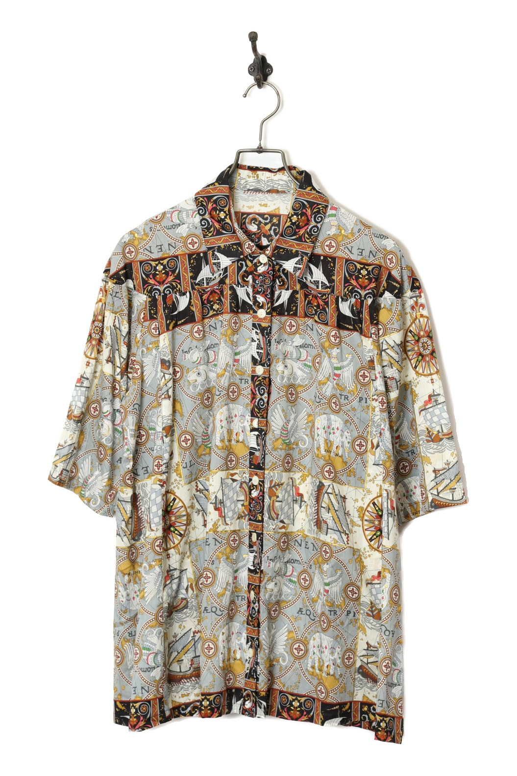 VINTAGE PATTERN PRINTED SHIRT/XL