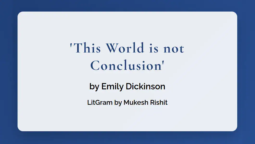 This World is not Conclusion