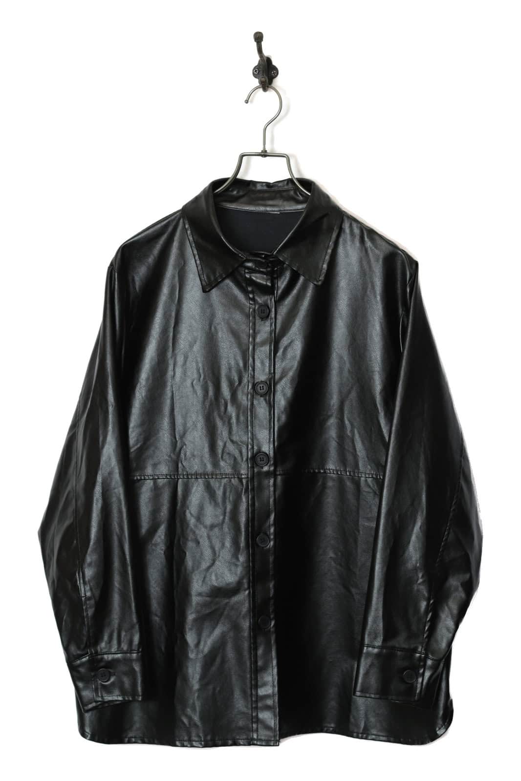 VINTAGE FAKE LEATHER CPO JACKET/L