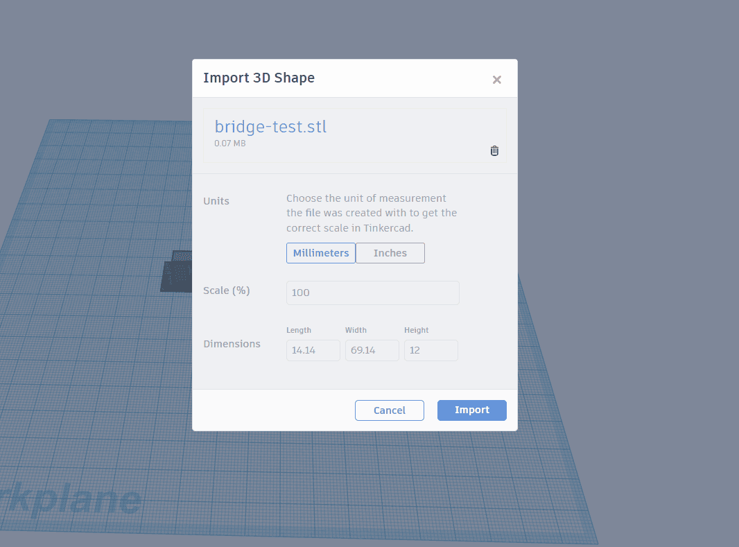 importing stl file in tinkercad