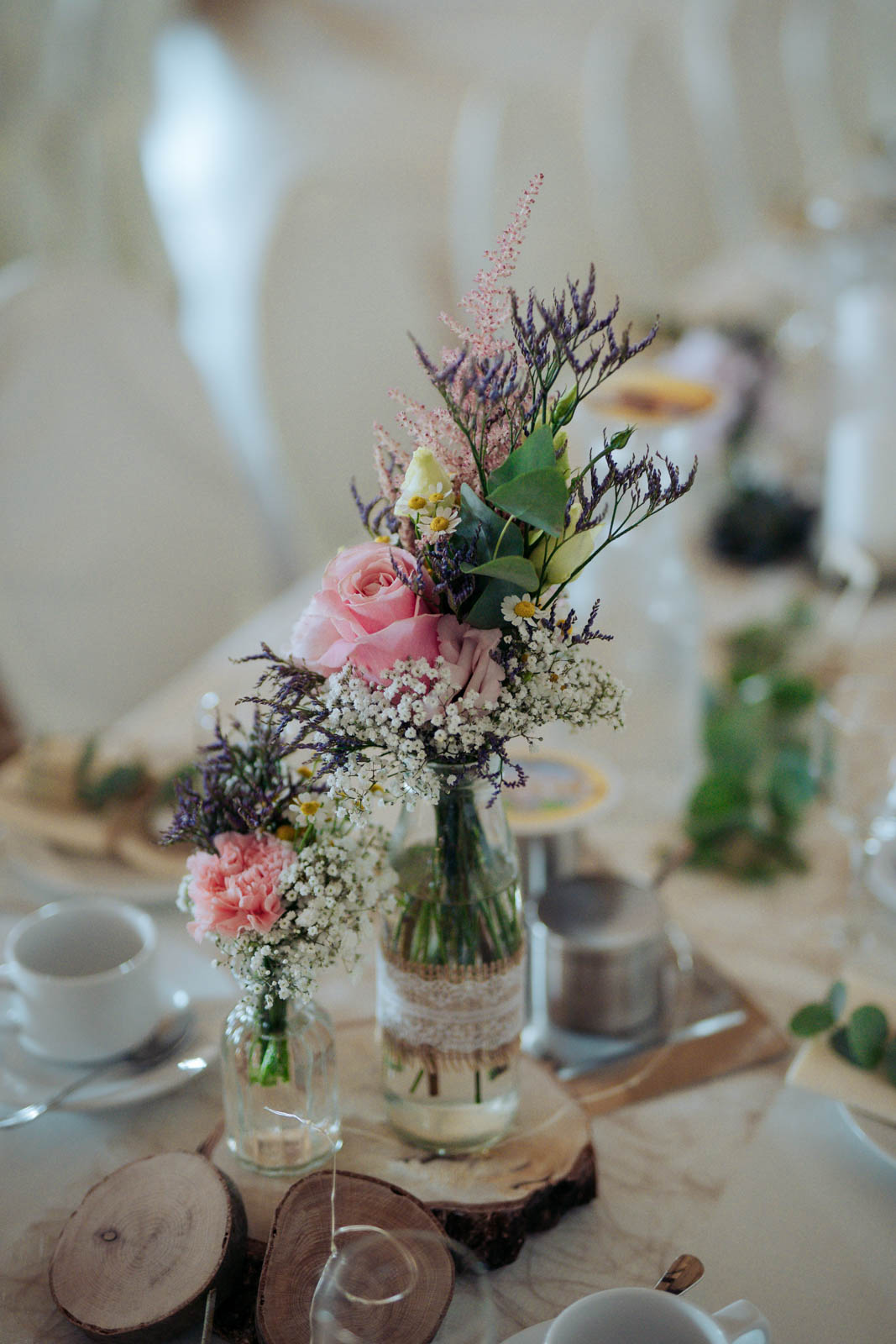 Tischdekoration auf Hochzeit