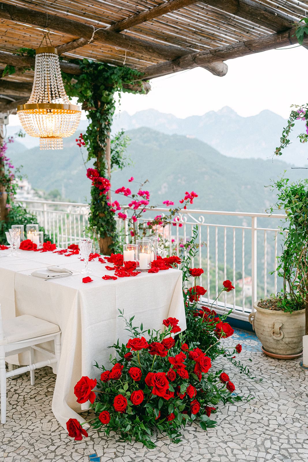 Andrea Gallucci - Destination Wedding Photographer- Amalfi Coast Positano Santorini Barcellona Rome Ravello Paris New York Private dinner setup after surprise engagement in amalfi coast
