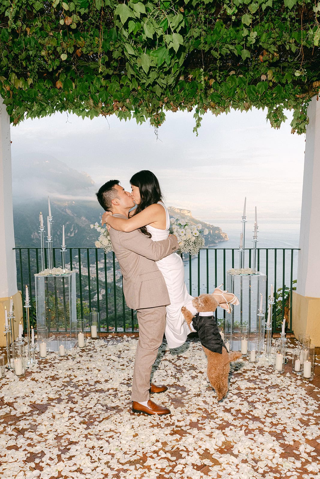 Andrea Gallucci - Destination Wedding Photographer- Amalfi Coast Positano Santorini Barcellona Rome Ravello Paris New York Romantic Ravello proposal and engagement photos with puppy