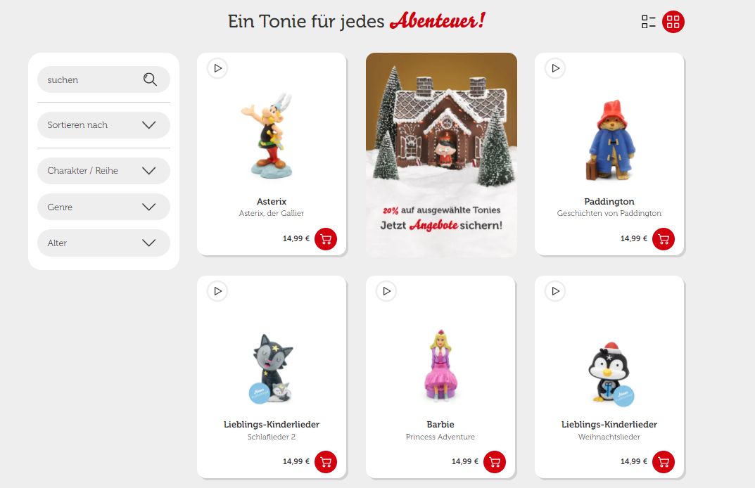 Tonies schalten per NFC-Chip die Inhalte frei (Screenshot toniebox)