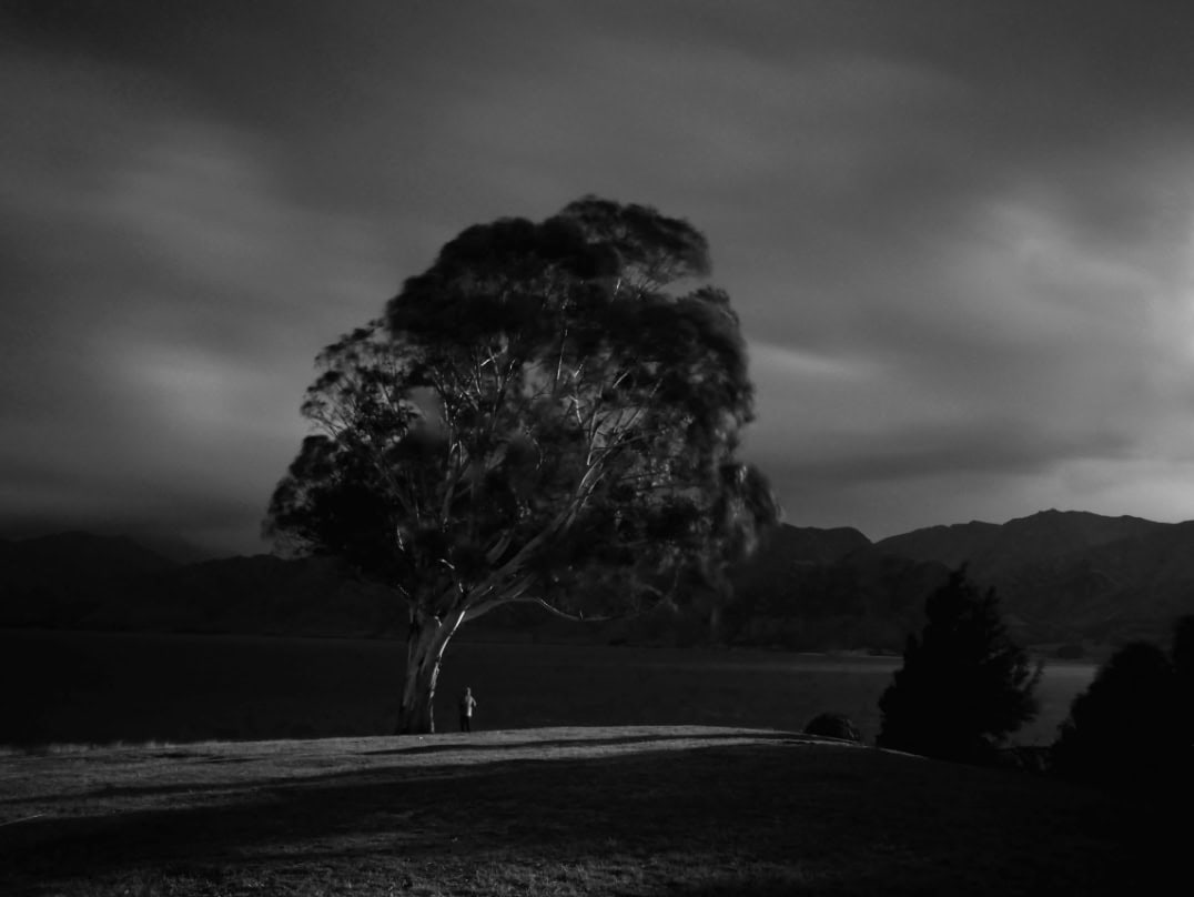 Lake Hawea NZ - by moonlight. B&W