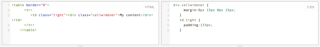 cellpadding with html div