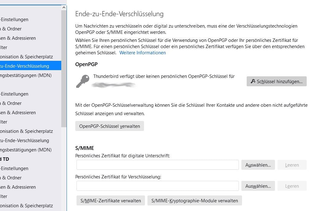 OpenPGP aktivieren in Thunderbird (Screenshot: RB für Digisaurier)