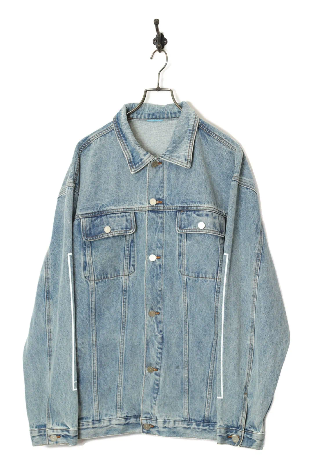 VINTAGE PRINTED DENIM JACKET/XL