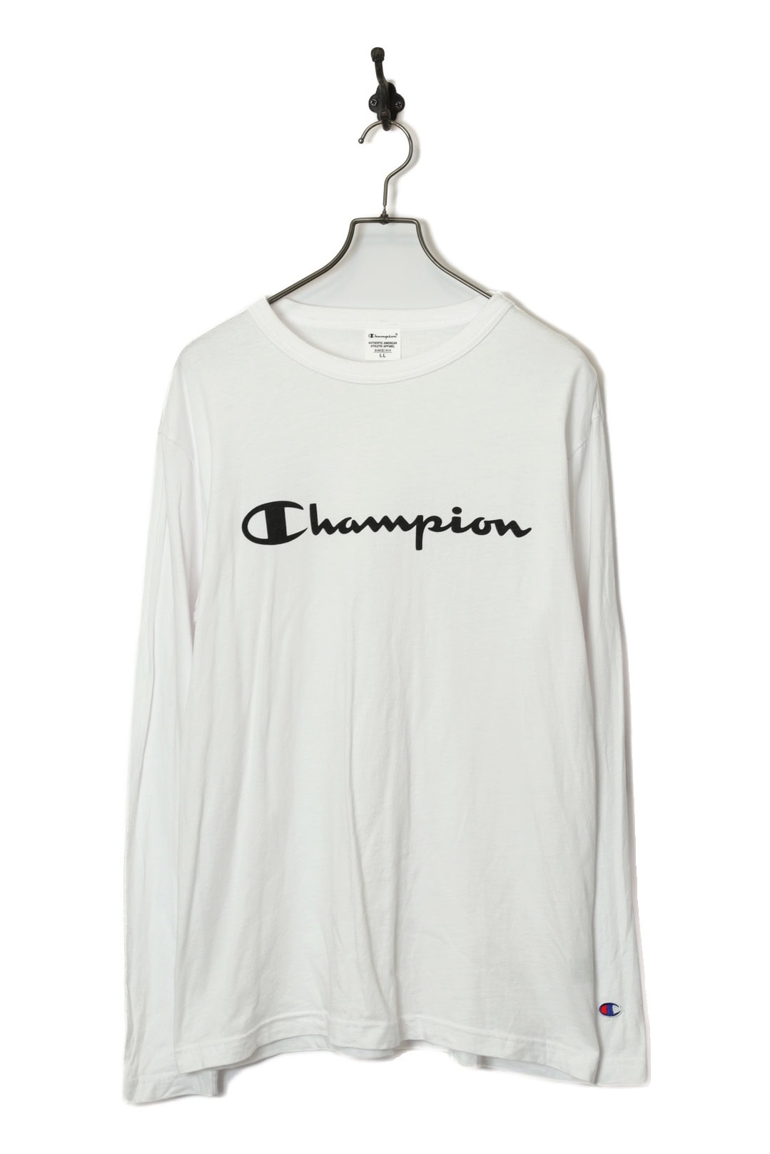 USED CHAMPION PRINTED LOGO LONG SLEEVE T-SHIRT/XL