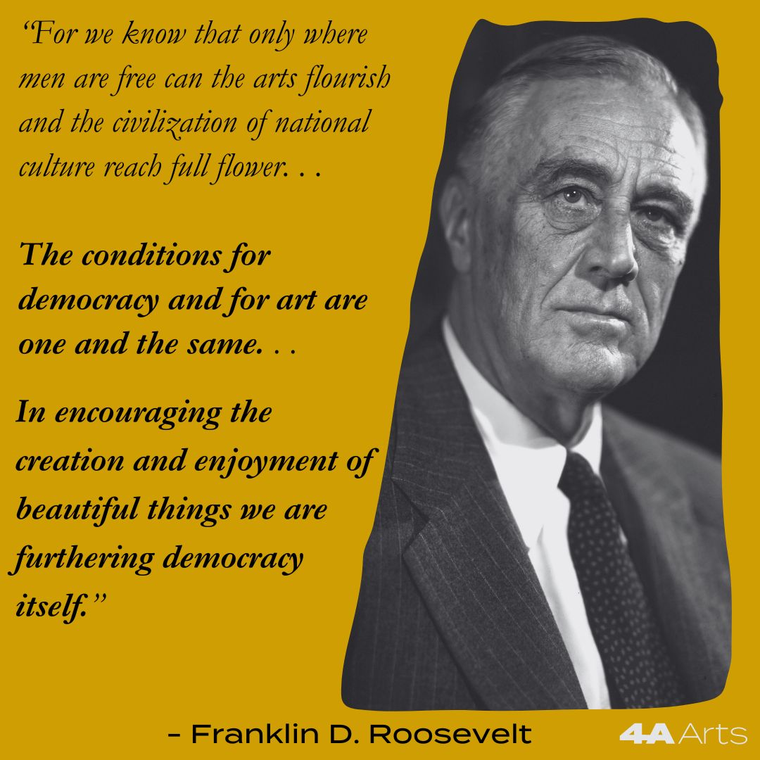 Across the top of a dark blue box, the text reads "4A Evidence" and features a red graphic below that with "Arts+ Well-being" written on it, and the above captioned quote beneath it, attributed to Dance Magazine.