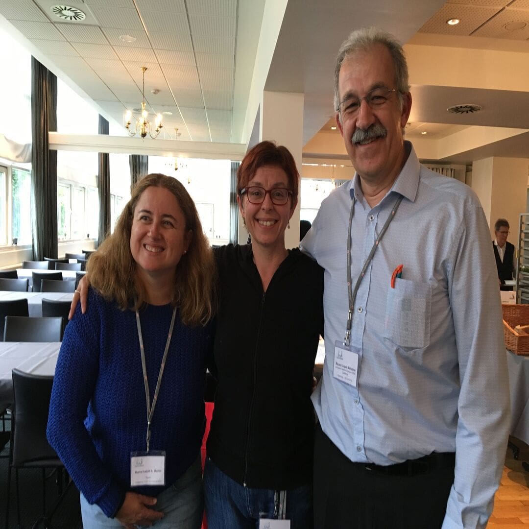 Mabel Asensi, a deafblind person, Sonja Tarczay, EDbU chair and Ricard López, EDbN chair