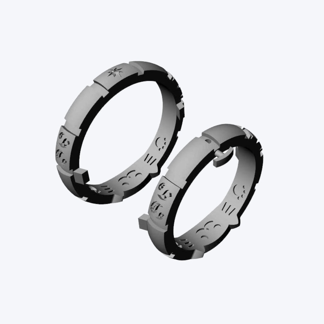 猫の顔＆クレイジーパターンの指輪 | オーダーメイド・手作り結婚指輪