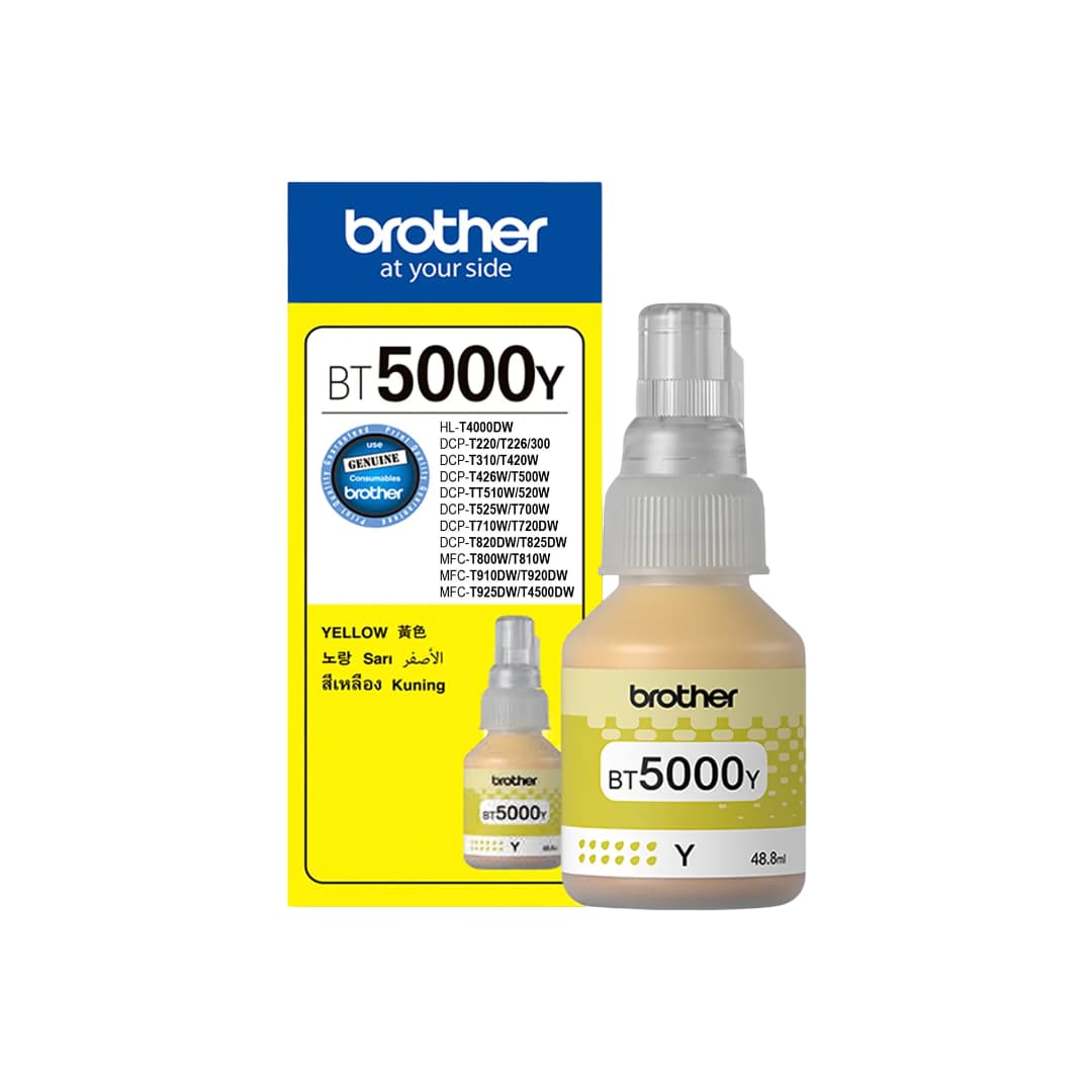 Brother 5000 Original Yellow Ink Bottle (BT5000Y) – 48.8ml | Print Legend