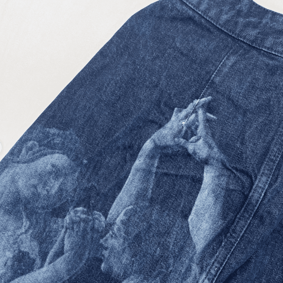 printed treated denim