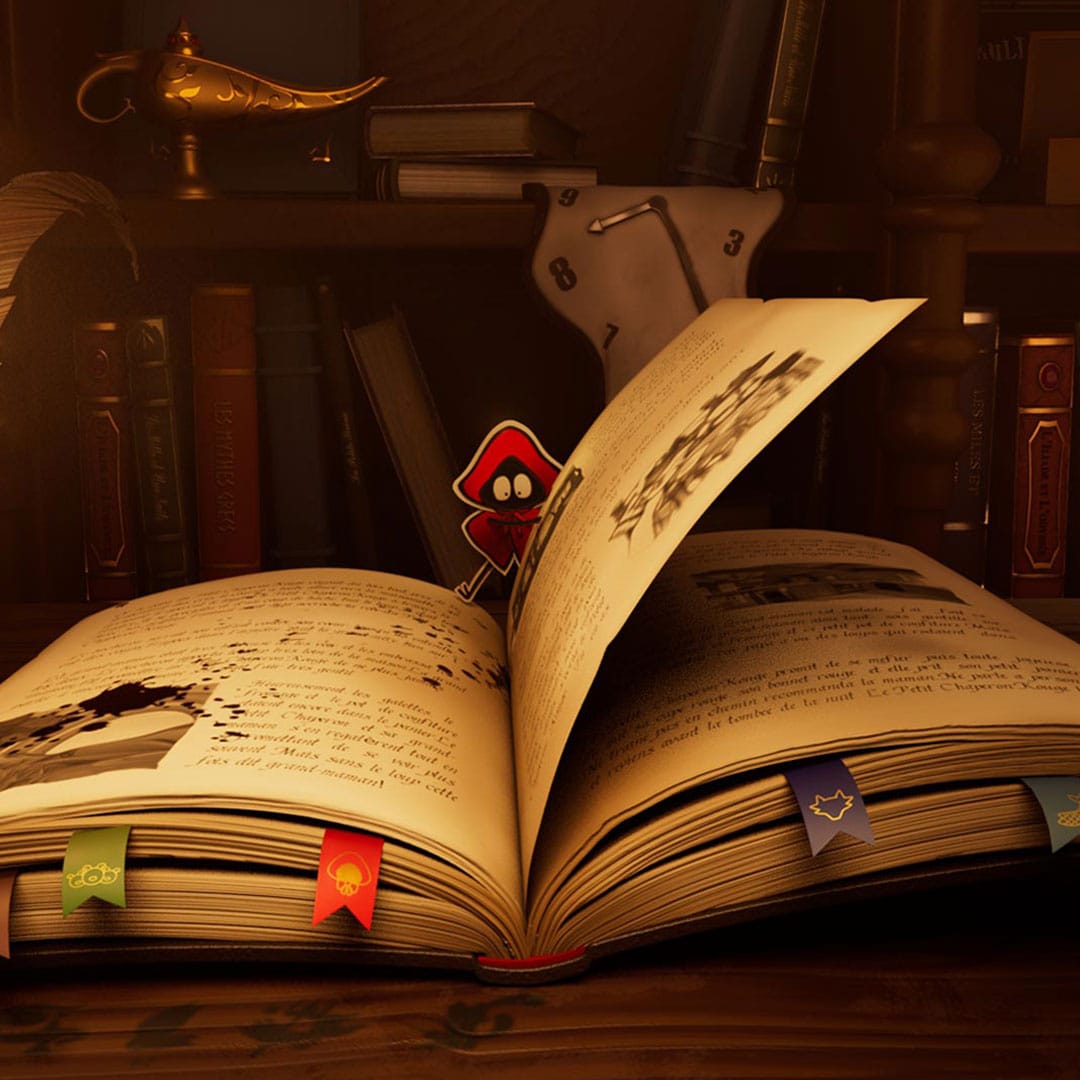 Vue sur un livre ouvert du jeu Skul réalisé par des étudiants d'Objectif 3D, école animation 3D Montpellier & Angoulême.