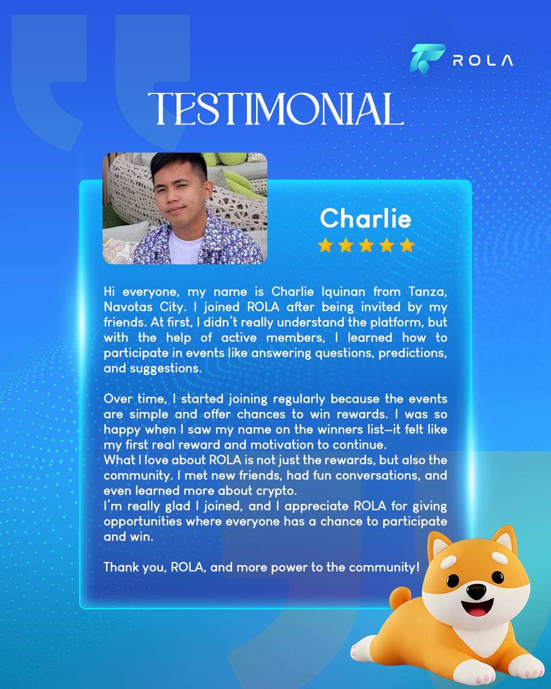 User testimony
