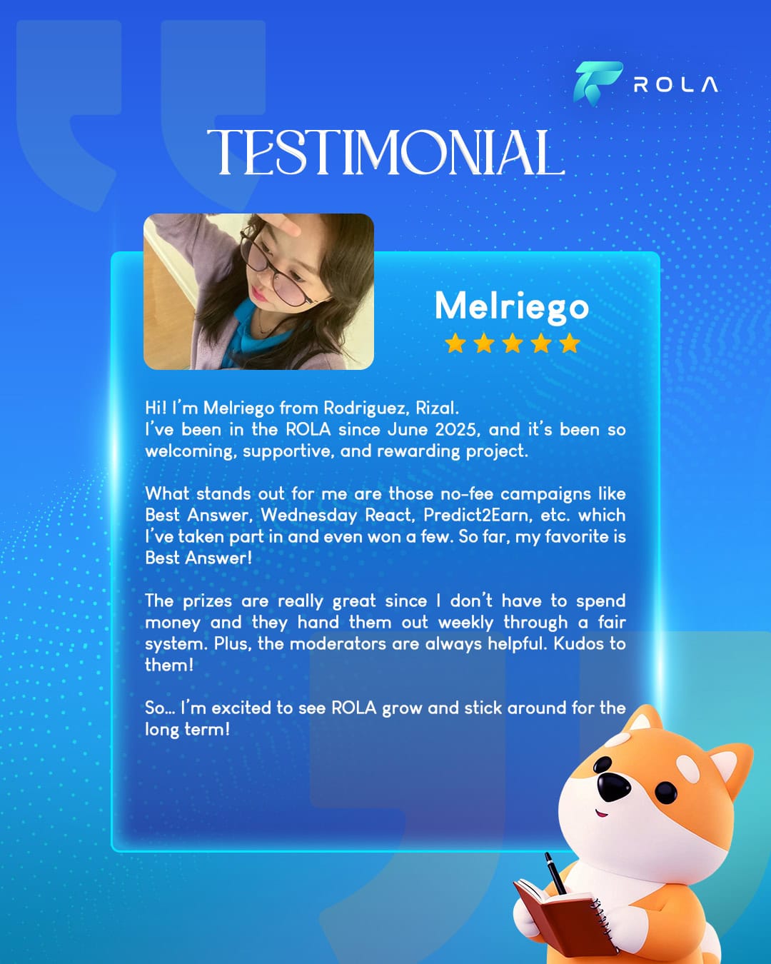 User testimony
