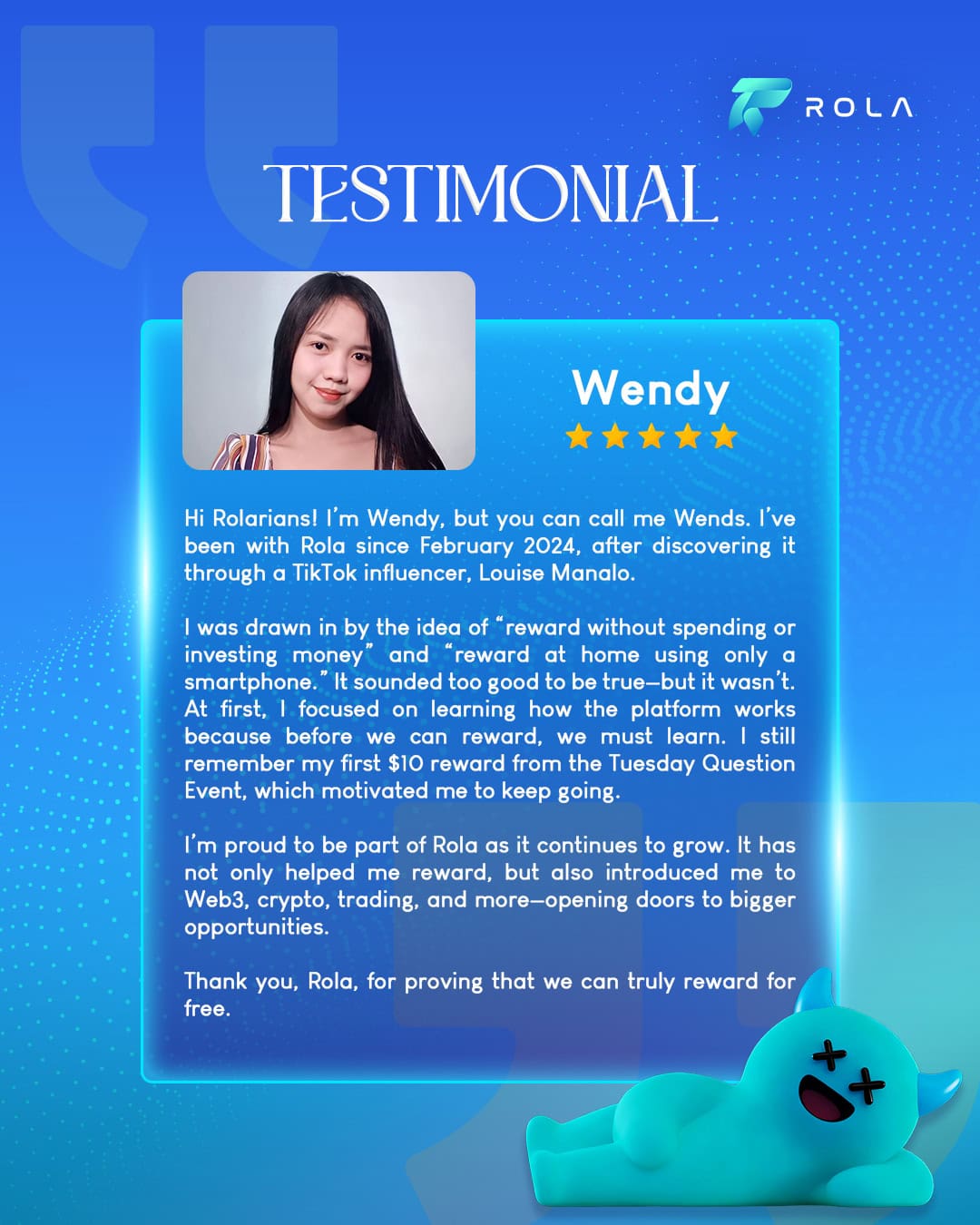 User testimony

