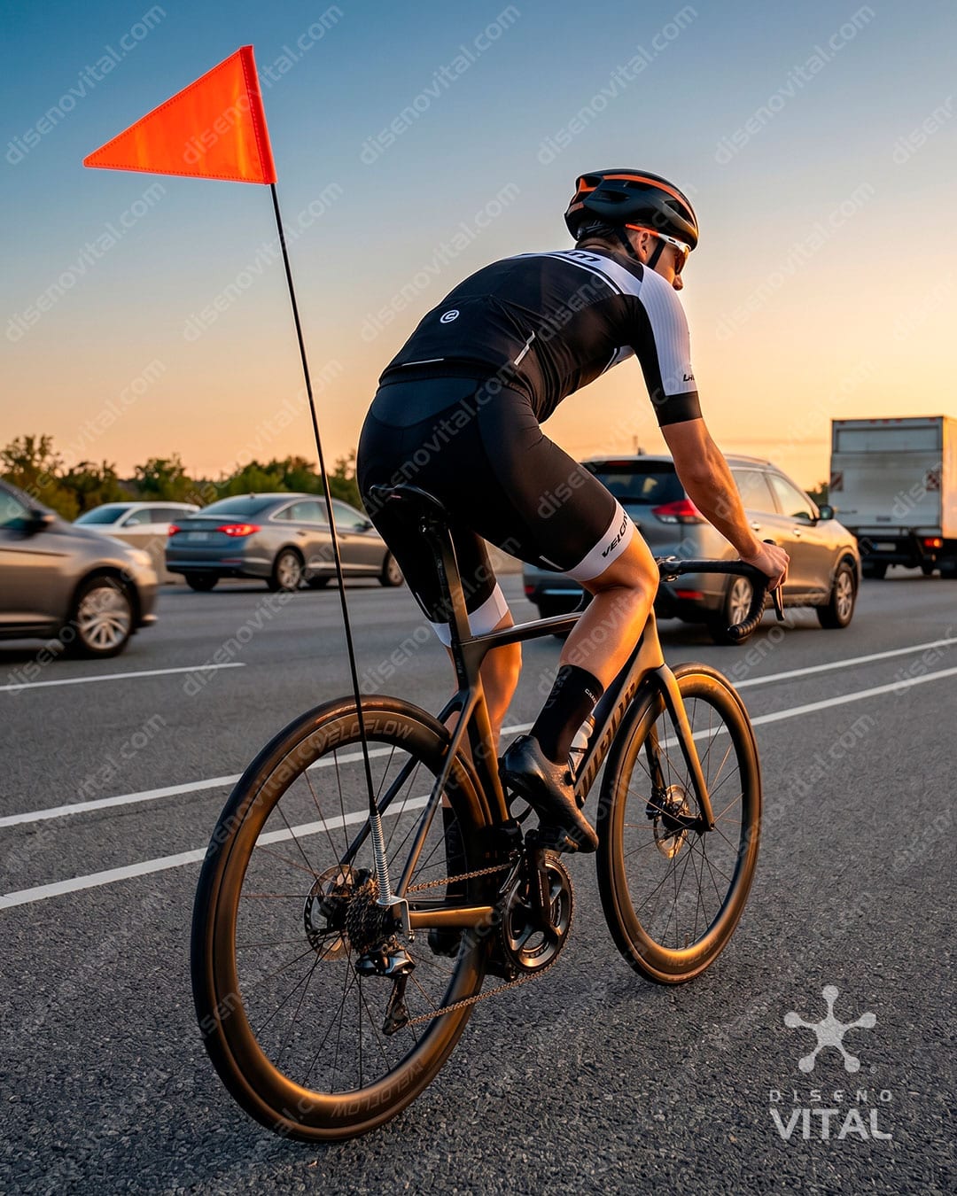 banderin de seguridad para bicicleta proferional de carreras