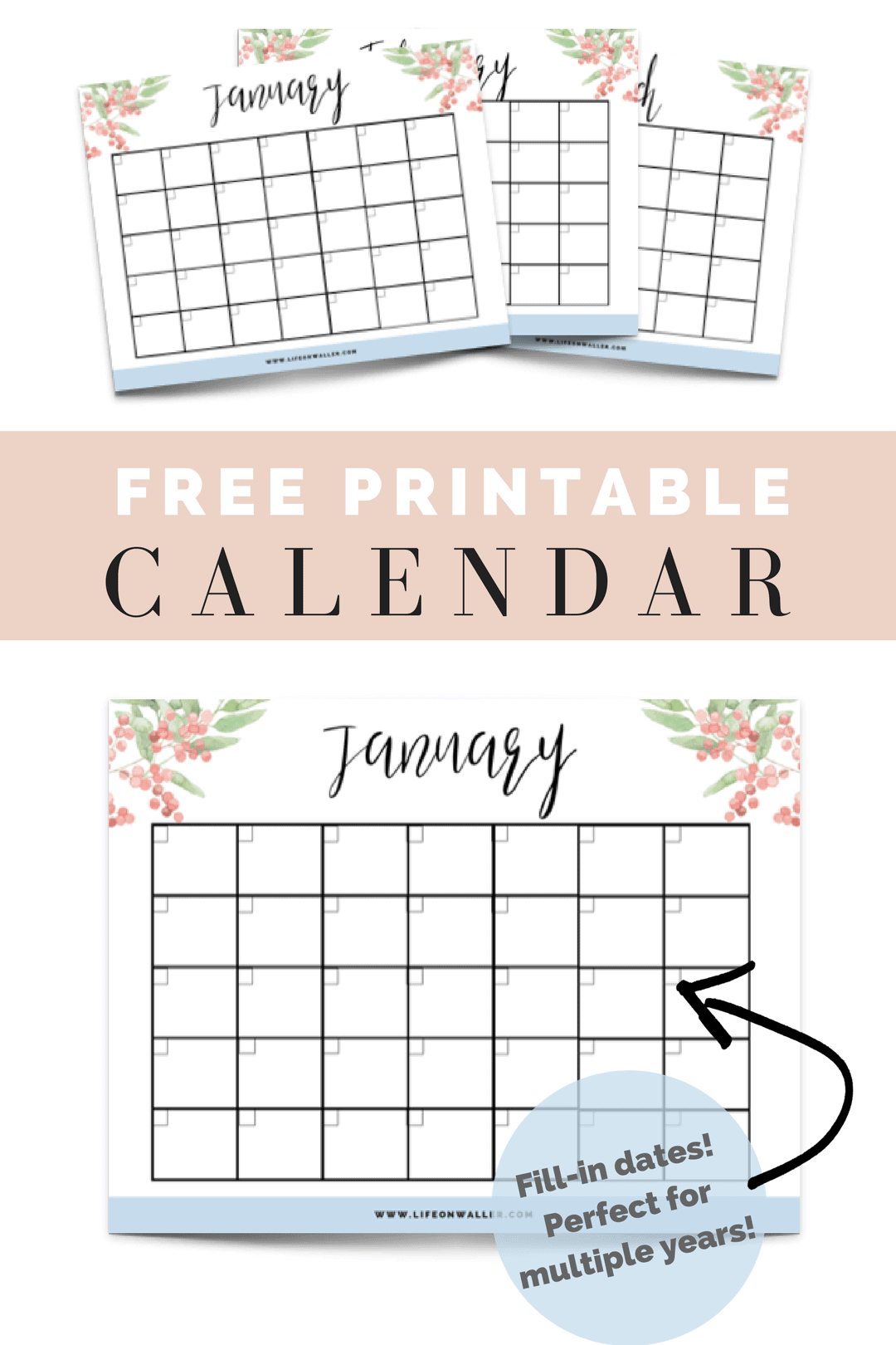 Free Printable floral calendar