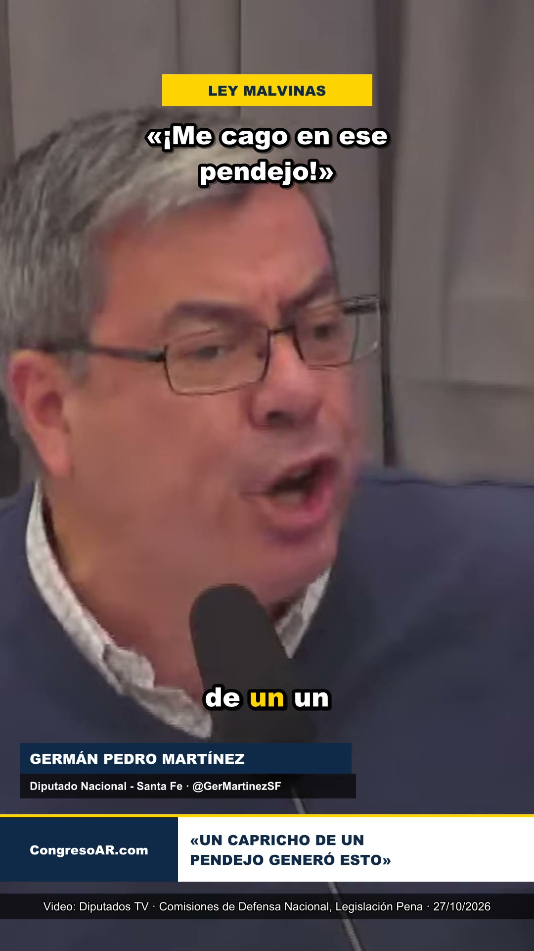 Germán Martínez explotó en el plenario por la Ley Malvinas: «¡Me cago en ese pendejo!»