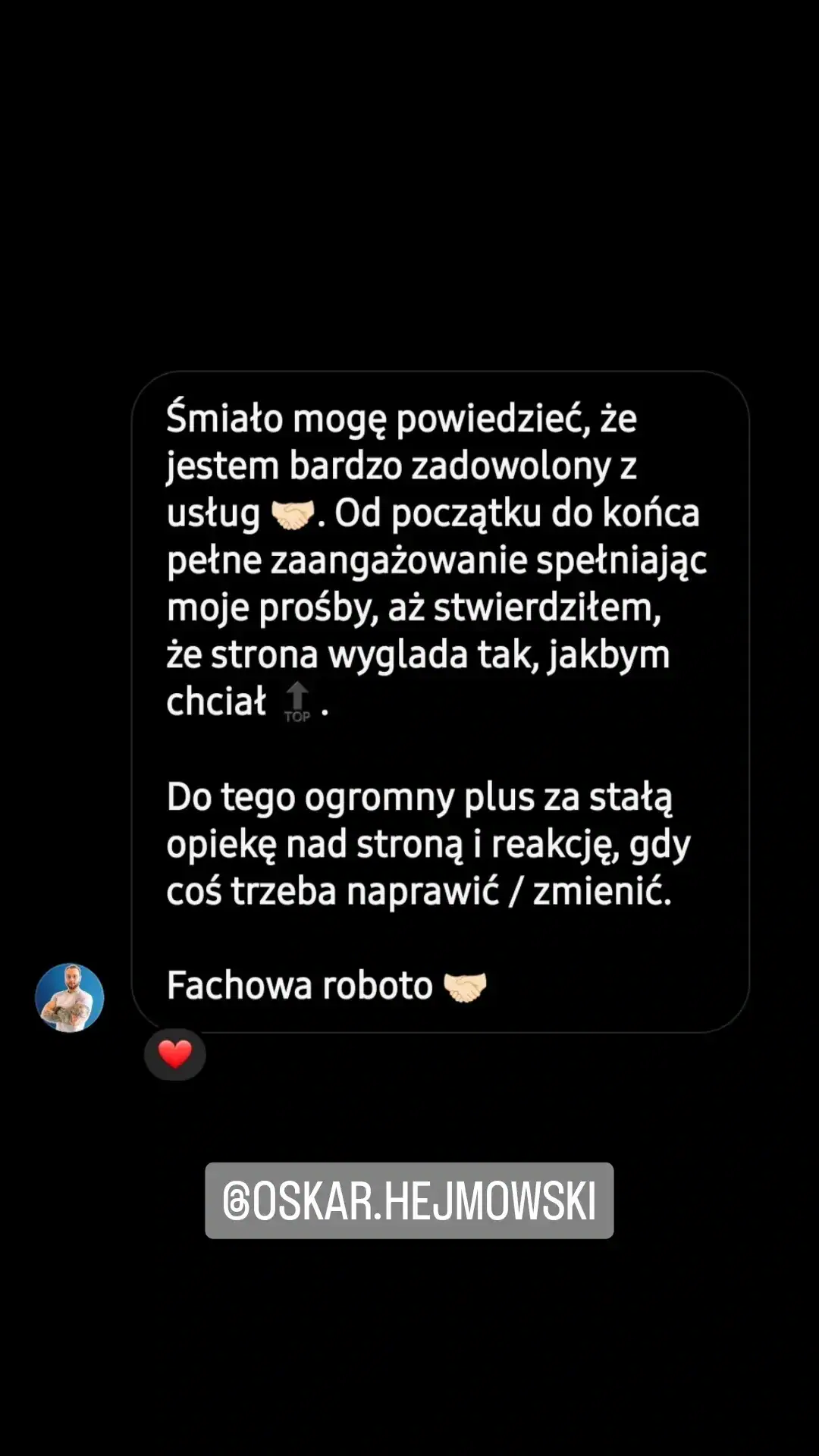 Stronomaniak - twórca stron internetowych. Oskar HEJMOWSKI opinia.