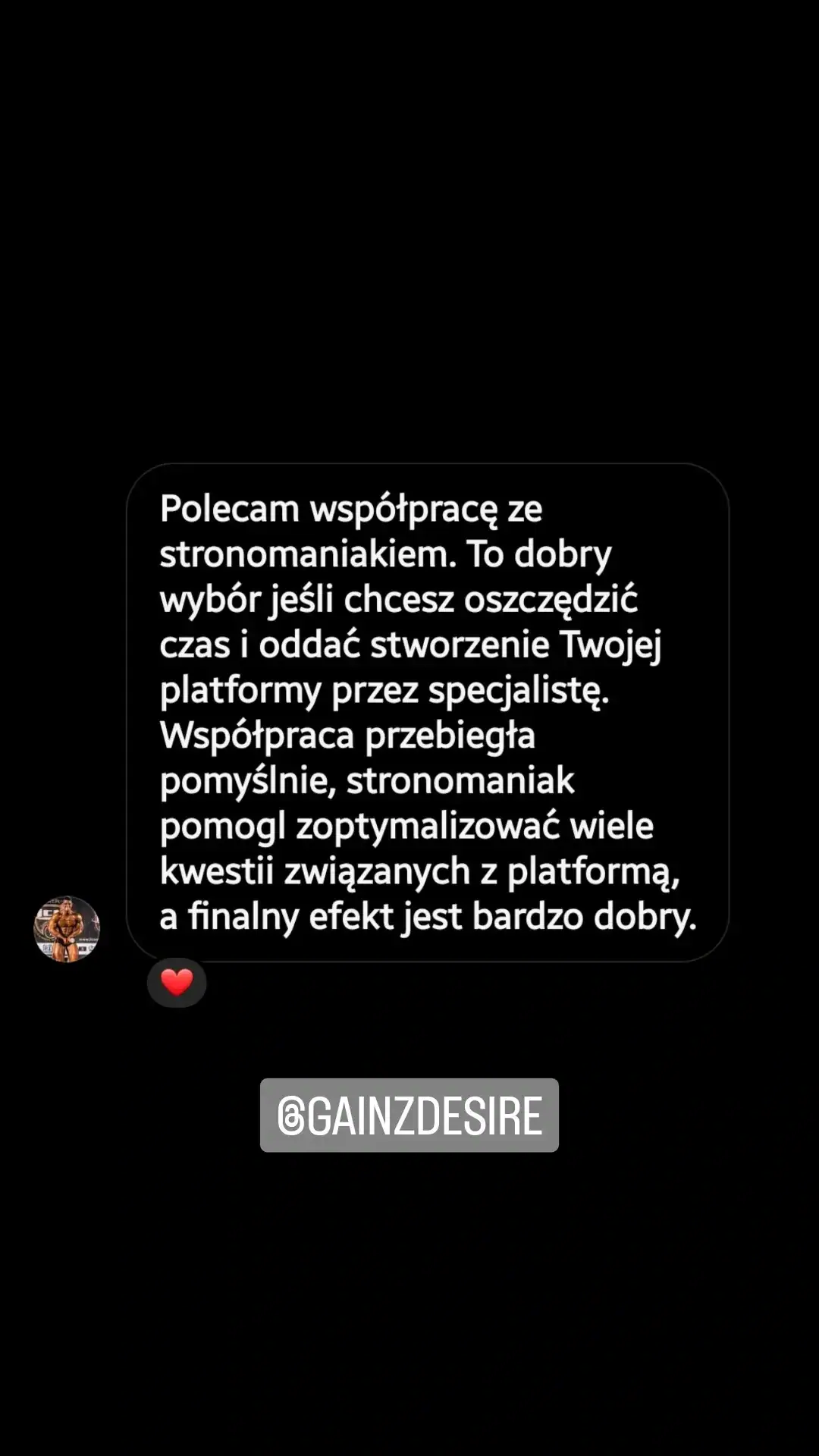 Stronomaniak - twórca stron internetowych. Gainzdesire, Mikołaj Żegliński opinia.