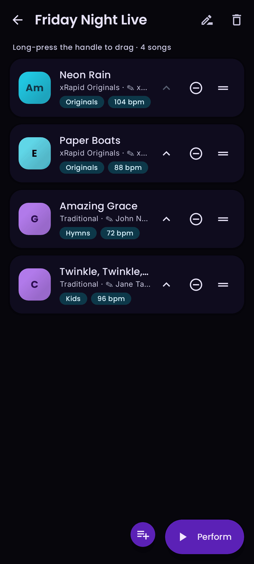 xRapid Lyrics App Build and edit setlists for every gig and rehearsal.